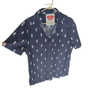 Men's Bruno Milano Button Pineapple Navy Shirt Tropical Resort‎
